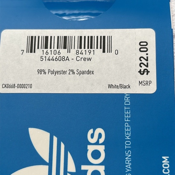 New Adidas Socks Package Men’s 6 Pair White Crew Socks Casual Athletic Sz 6-12 - Picture 9 of 12